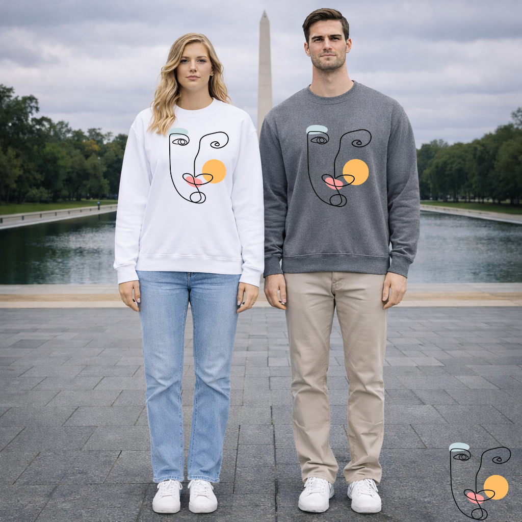 Abstract Line Face Sweatshirt | Eco-Limited